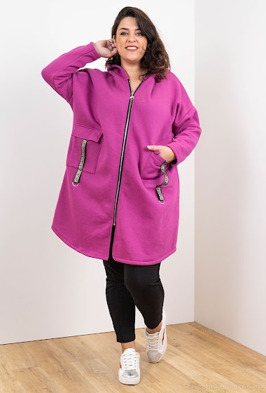 Wholesaler LAURA PARIS (MKL) - Zipped hooded jacket/coat with 2 pockets and fleece lining
