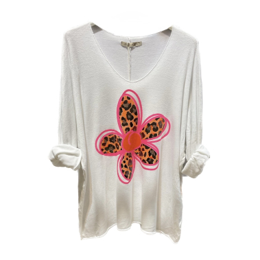 Wholesaler LAURIER - White floral sweater