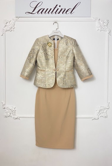 Wholesaler Lautinel - 3-piece jacquard jacket set with matching top and skirt