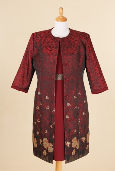 Wholesaler Lautinel - Long jacquard jacket set with matching dress