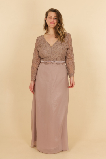 Wholesaler Lautinel - Plus size evening dress with lace sleeves