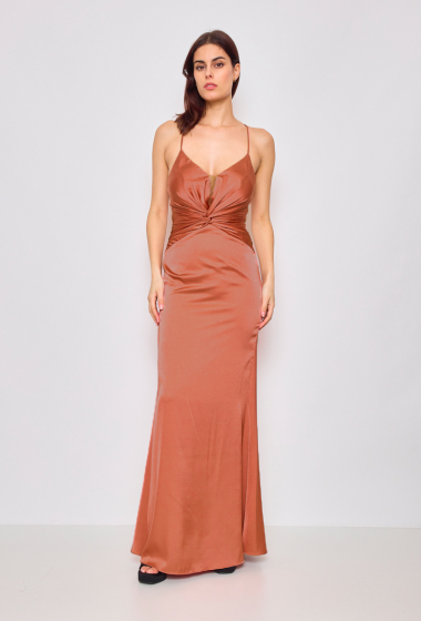 Wholesaler Lautinel - Long evening dress with strap in bodycon satin