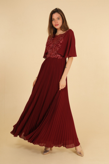 Wholesaler Lautinel - Pleated evening dress with sleeves