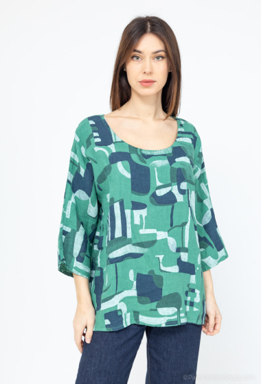 Wholesaler Léa & Luc - Printed linen blouse