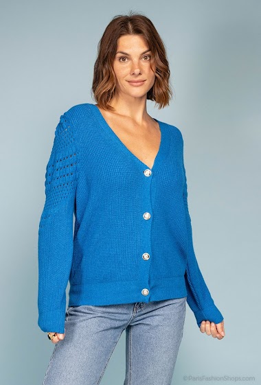 Wholesaler Léa & Luc - Cardigan with perforated sleeves