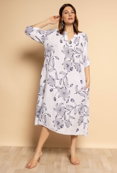 Wholesaler Léa & Luc - Linen flower print dress