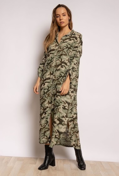 Grossiste Léa & Luc - Robe chemise à imprimé camouflage