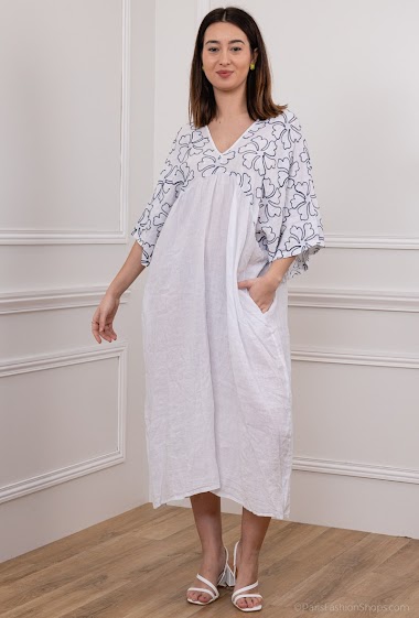 Wholesaler Léa & Luc - Linen dress with embroidery
