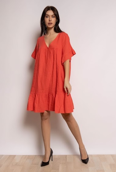 Wholesaler Léa & Luc - Linen dress with ruffles