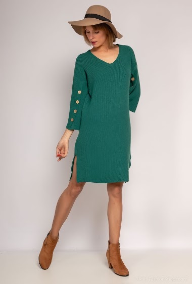 Wholesaler Léa & Luc - Jumper dress with buttoned-up sleeves
