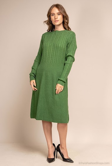Großhändler Léa & Luc - Striped and cable knit jumper dress