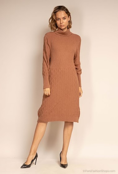 Großhändler Léa & Luc - Striped and cable knit jumper dress
