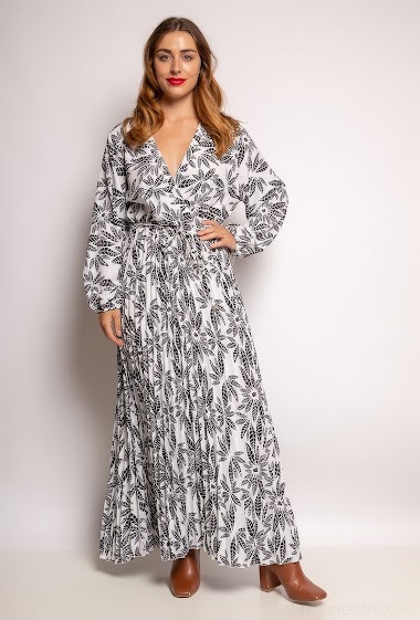 Wholesaler Leana Mode - Wrap dress with leaf print