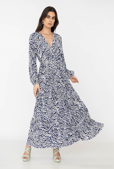 Wholesaler Leana Mode - Wrap tropical printed dress