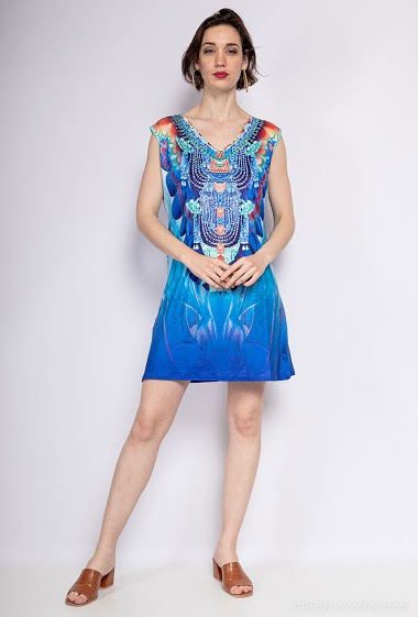 Grossiste Leana Mode - Robe imprimée avec strass