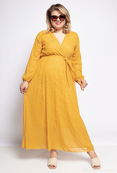 Grossiste Leana Mode - Robe longue à motifs dorés