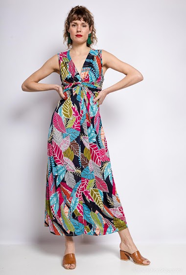 Großhändler Leana Mode - Langes bedrucktes Kleid