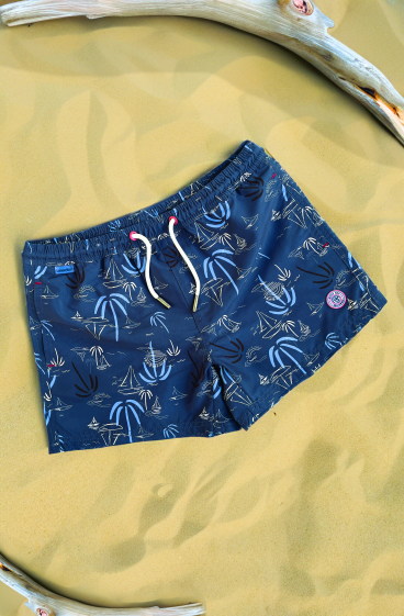 Wholesaler LEMON BAY by France Denim - AOP Sailboats swim shorts