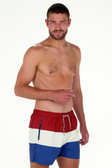 Wholesaler LEMON BAY by France Denim - Tricolor swim shorts, zip pockets