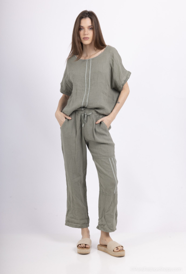 Wholesaler L'Emotion - 100% Linen Tunic and Pants Set