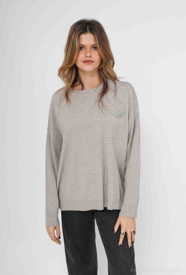 Wholesaler Les Bonnes Copines - Round neck sweater with pocket