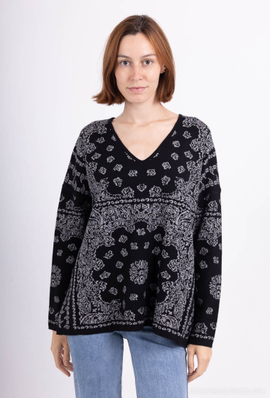 Wholesaler Les Bonnes Copines - Round neck sweater with floral details