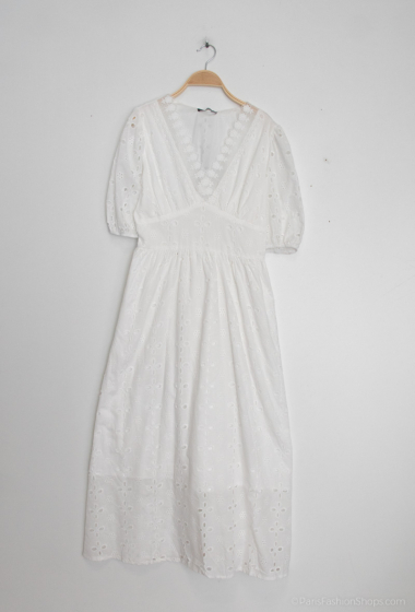 Wholesaler Les Bonnes Copines - English embroidered V-neck dress