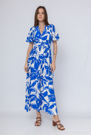 Wholesaler Les Bonnes Copines - Long wrap dress with short sleeves