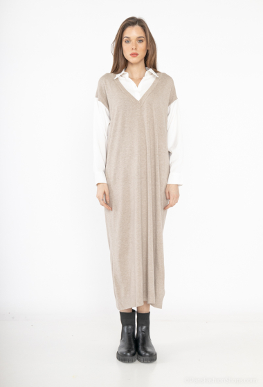 Wholesaler Les Bonnes Copines - 2 in 1 shirt knit dress
