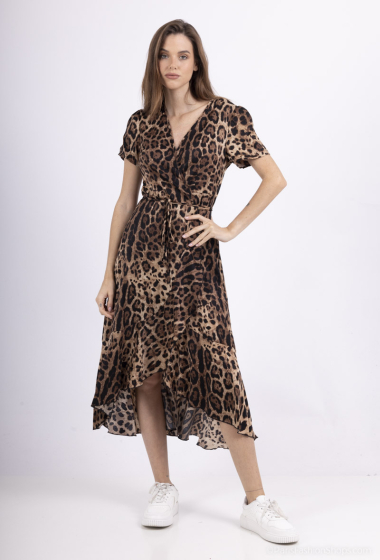 Grossiste Les Bonnes Copines - Robes portefeuille imprimé léopard