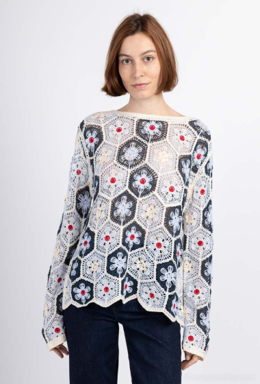 Wholesaler Les Bonnes Copines - Long-sleeved crochet top