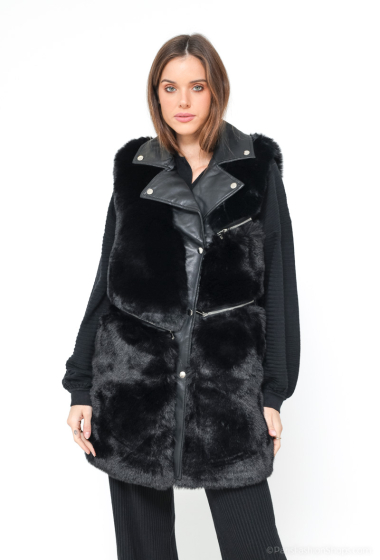 Wholesaler Les Bonnes Copines - Long sleeveless fur jacket