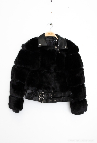 Wholesaler Les Bonnes Copines - Faux leather jacket with furs