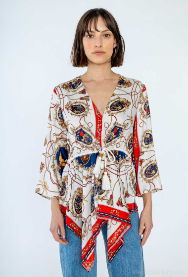 Wholesaler Les Bons Imprimés - Printed blouse with 3/4 sleeves