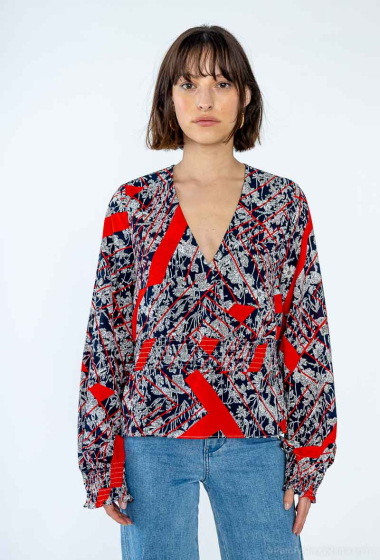 Wholesaler Les Bons Imprimés - Long-sleeved printed blouse