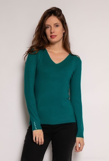 Wholesaler Les Grenouilles du Marais - V-neck sweater, cashmere, wool and silk big size