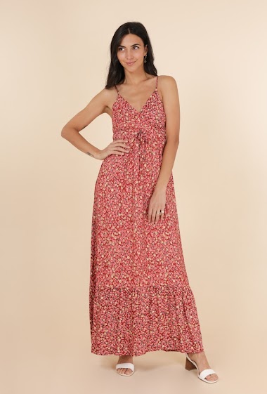 Wholesaler Les Grenouilles du Marais - Long dress with straps "daisy" viscose FL259-3