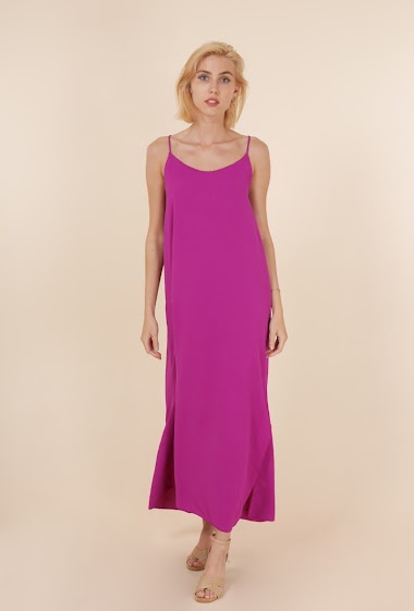 Wholesaler Les Grenouilles du Marais - Long plain dress , crossed straps , fluid, bohemian FM 20321