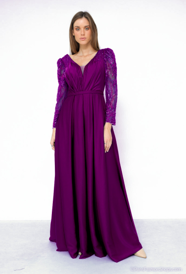 Wholesaler Les Voiliers - Beaded long sleeve satin dress
