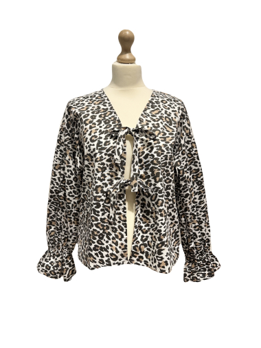 Großhändler L'ESSENTIEL - Bluse mit Leopardenmuster und doppelter Schleife