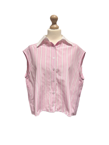 Wholesaler L'ESSENTIEL - White Collar Sleeveless Striped Shirt