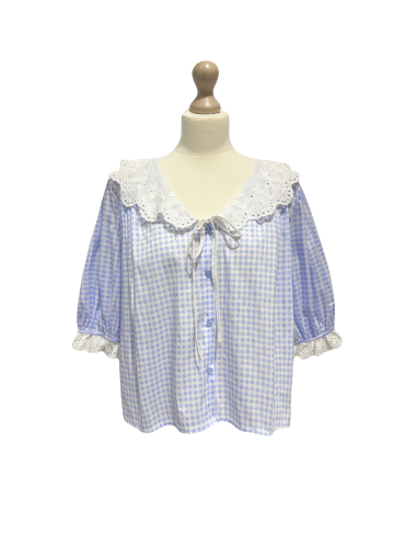 Wholesaler L'ESSENTIEL - Cute Style Gingham Lace Collar Shirt