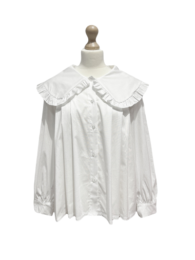 Wholesaler L'ESSENTIEL - Large Claudine Collar Shirt Front and Back Pleat Details