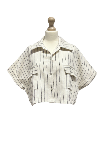 Wholesaler L'ESSENTIEL - Striped Front Pocket Linen Shirt