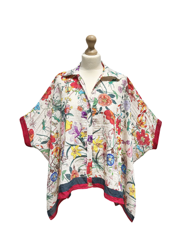 Großhändler L'ESSENTIEL - Hemd mit Fledermausärmeln und Blumen- und Panther-Print