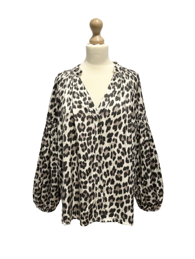 Wholesaler L'ESSENTIEL - LAURA Shirt Leopard Print Sleeve Detail