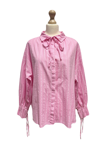 Wholesaler L'ESSENTIEL - Triple Knot Collar and Striped Sleeve Shirt