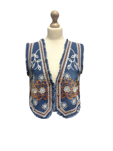 Wholesaler L'ESSENTIEL - Embroidery Jean Vest With Button