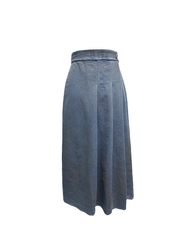 Wholesaler L'ESSENTIEL - Half Pleated Denim Skirt Button Detail