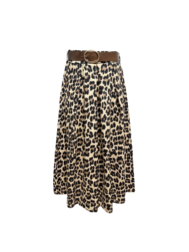 Wholesaler L'ESSENTIEL - Leopard Print Flared Skirt With Belt